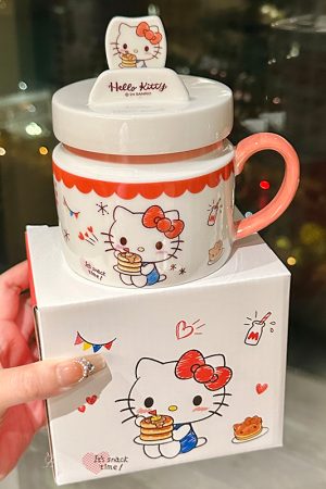Kuromi Ceramic Mug with Lid - Cute High-Value Home & Office Coffee Cup for Girls - Kawaii Style Drinkware