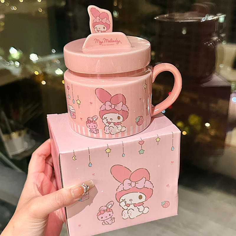 Kuromi Ceramic Mug with Lid - Cute High-Value Home & Office Coffee Cup for Girls - Kawaii Style Drinkware Kuromi Ceramic Mug with Lid - Cute High-Value Home & Office Coffee Cup for Girls - Kawaii Style Drinkware