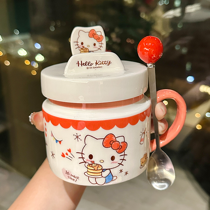 Kuromi Ceramic Mug with Lid - Cute High-Value Home & Office Coffee Cup for Girls - Kawaii Style Drinkware Kuromi Ceramic Mug with Lid - Cute High-Value Home & Office Coffee Cup for Girls - Kawaii Style Drinkware