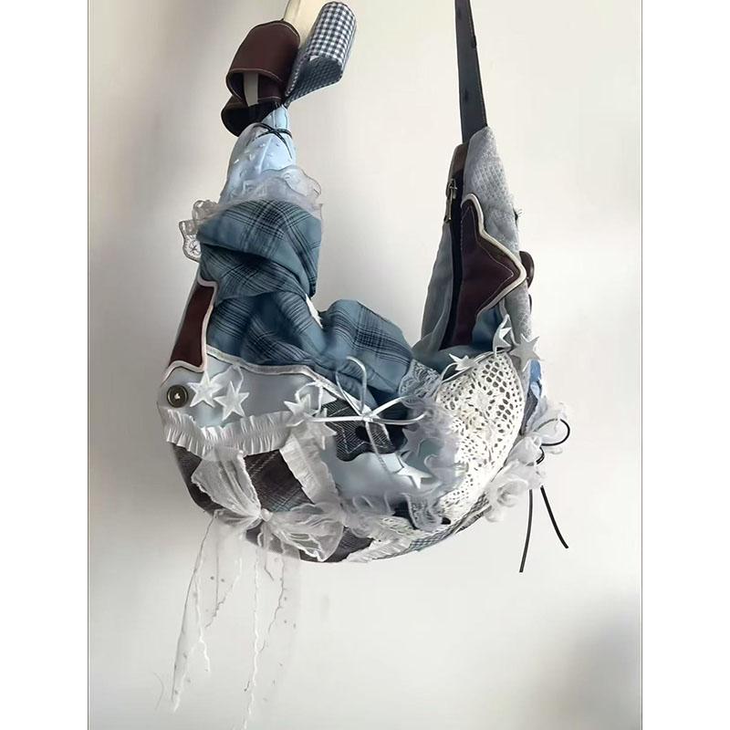 Lace Bow Spliced Dumpling Bag - Versatile Large Capacity Shoulder Crossbody Tote for Women, Perfect for Commuting and Daily Use Lace Bow Spliced Dumpling Bag - Versatile Large Capacity Shoulder Crossbody Tote for Women, Perfect for Commuting and Daily Use