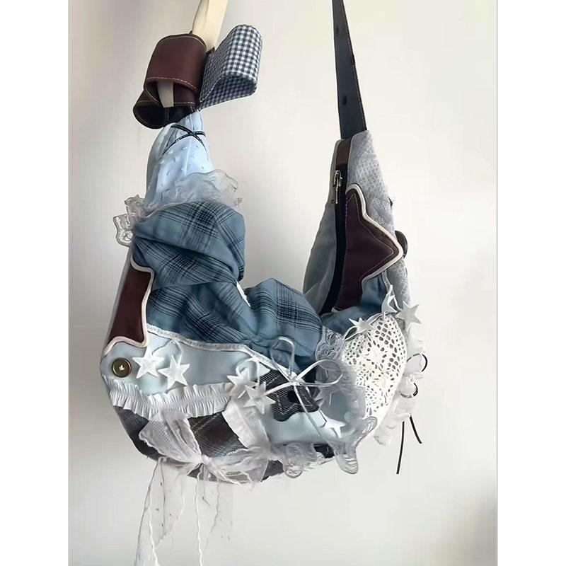 Lace Bow Spliced Dumpling Bag - Versatile Large Capacity Shoulder Crossbody Tote for Women, Perfect for Commuting and Daily Use Lace Bow Spliced Dumpling Bag - Versatile Large Capacity Shoulder Crossbody Tote for Women, Perfect for Commuting and Daily Use