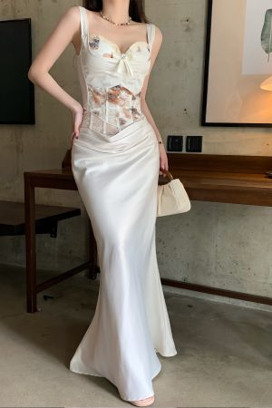 Lace Camisole and Fishbone Long Skirt Set for Women - Spring 2025 Sexy Fashion, Chic Look, Perfect for 90s and Y2K Styles