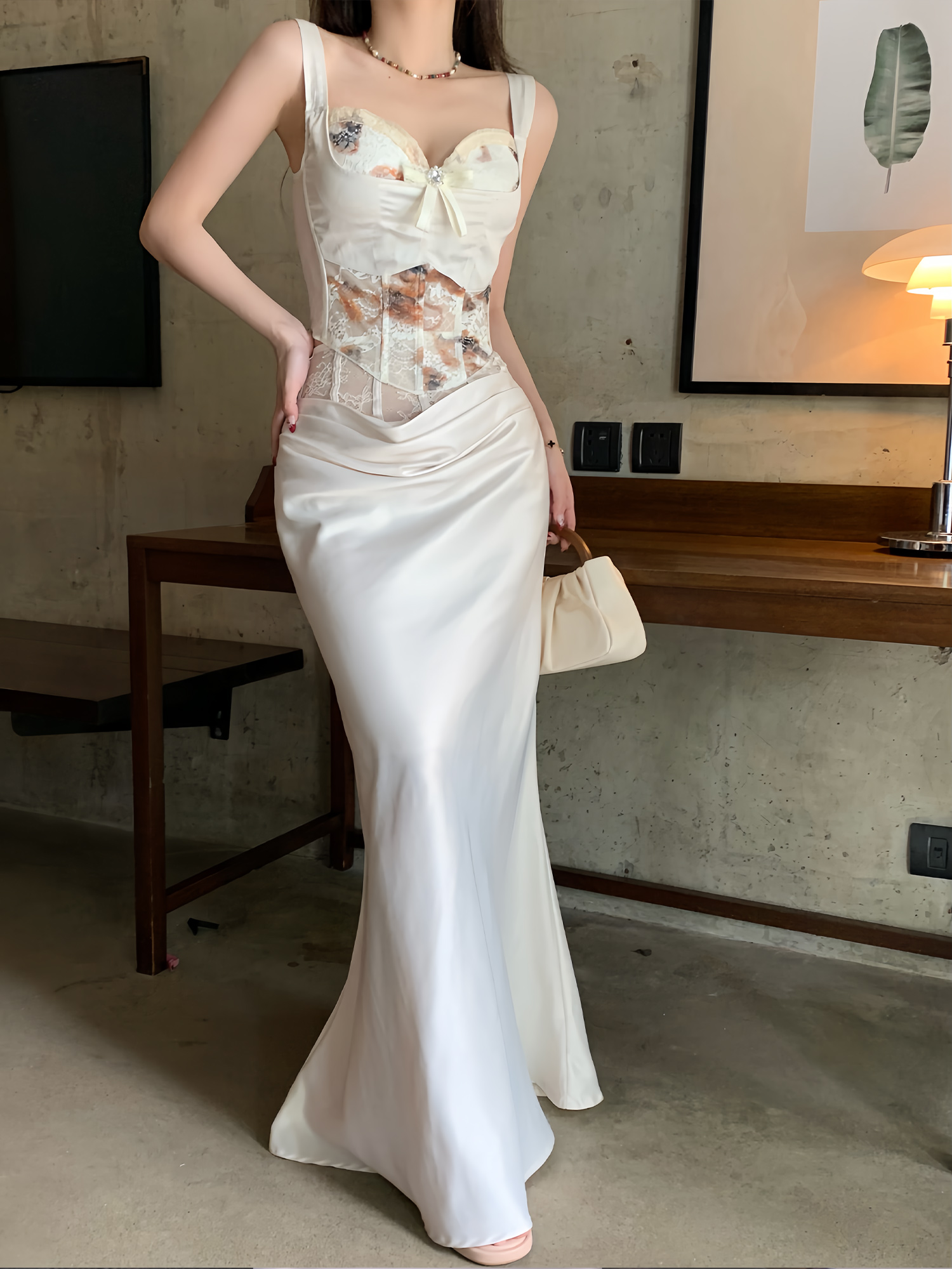 Lace Camisole and Fishbone Long Skirt Set for Women - Spring 2025 Sexy Fashion, Chic Look, Perfect for 90s and Y2K Styles Lace Camisole and Fishbone Long Skirt Set for Women - Spring 2025 Sexy Fashion, Chic Look, Perfect for 90s and Y2K Styles