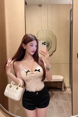 Lace Camisole Top, Sexy Eyelash Slim-Fit Design with Built-In Padding, Pure Desire Style, Trendy 90s Inspired Fashion