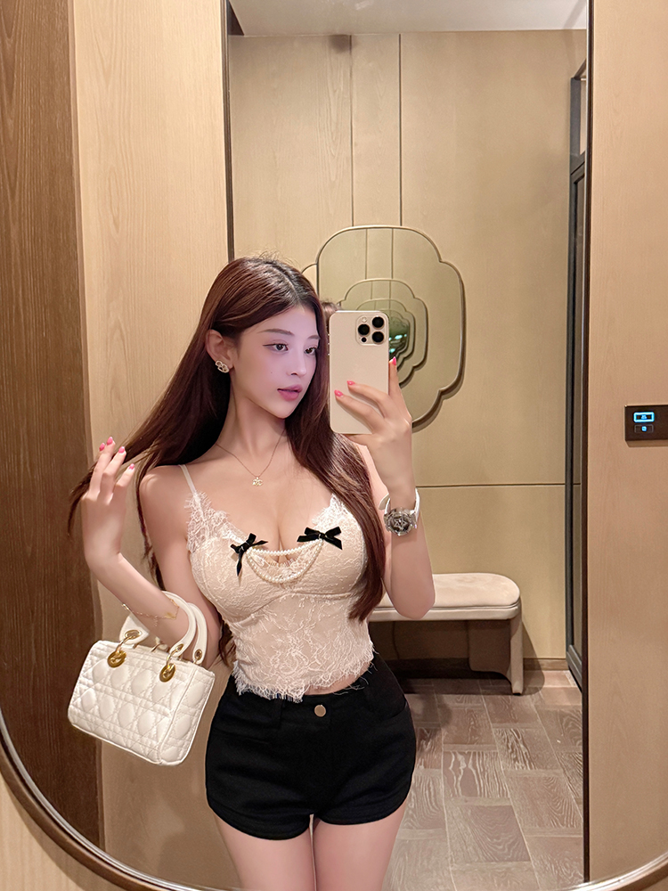 Lace Camisole Top, Sexy Eyelash Slim-Fit Design with Built-In Padding, Pure Desire Style, Trendy 90s Inspired Fashion Lace Camisole Top, Sexy Eyelash Slim-Fit Design with Built-In Padding, Pure Desire Style, Trendy 90s Inspired Fashion