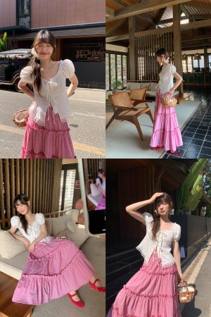 Lace Edge Tie Short-Sleeve Shirt for Women, Sweet Wind Summer Top, Exquisite Blouse, Stylish Summer Fashion, Y2K Inspired