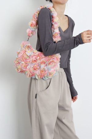 Lace Flower Underarm Bag - Pink Fairy Romantic Crossbody Bag for Spring/Summer, Sweet Girl Aesthetic, Niche Design