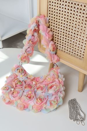 Lace Flower Underarm Bag - Pink Fairy Romantic Crossbody Bag for Spring/Summer, Sweet Girl Aesthetic, Niche Design