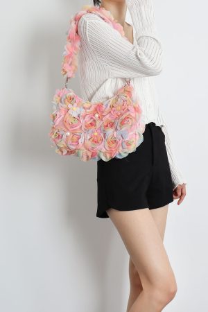 Lace Flower Underarm Bag - Pink Fairy Romantic Crossbody Bag for Spring/Summer, Sweet Girl Aesthetic, Niche Design