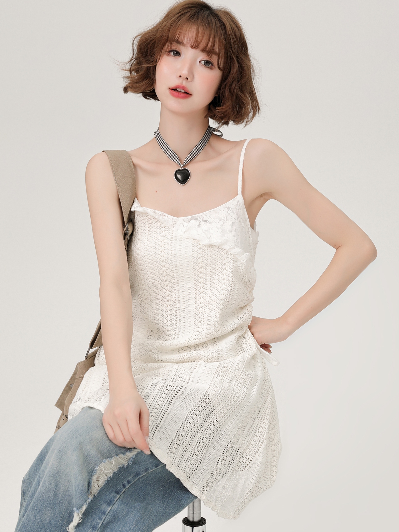 Lace Hollow-Out Camisole Dress for Women - Summer Layered Loose Slimming Dress, Girly Style, Niche Fashion, Y2K Trend Lace Hollow-Out Camisole Dress for Women - Summer Layered Loose Slimming Dress, Girly Style, Niche Fashion, Y2K Trend