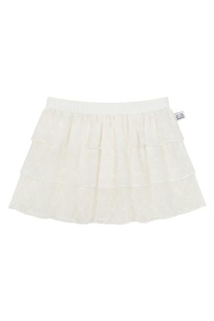 Lace Jacquard Bow Short Layered Petticoat Skirt - Three-Tiered Puff A-Line Dress for 90s Y2K Inspired Fashion