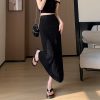 Lace Knitted Stretchy Pencil Skirt for Women - Slimming Bodycon Design with Ruffled Mermaid Hem, Perfect for Y2K and Chic Styles