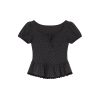 Lace Pleated Polka Dot Short Sleeve Shirt for Women - Elegant Slimming Waist Top, New Summer Style, Y2K Fashion