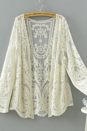 Lace Shawl Cardigan for Women - Lightweight Summer Outerwear, Hollow-Out Design for Skirts and Qipaos, Stylish Sun Protection