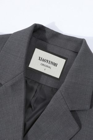 Lace Spliced Suit Jacket for Women - Spring 2025 Gray Blazer, Trendy 90s-Inspired Style for a Chic Look