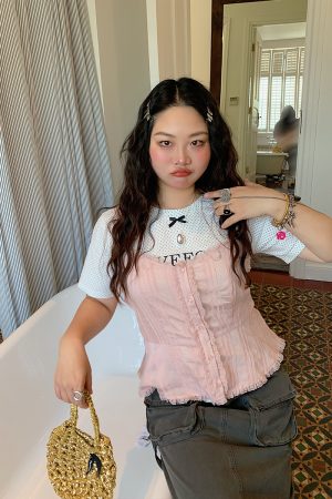 Lace Spliced Waist-Defining Cami Top for Women - Summer 2025 French Style Outerwear - Elegant and Trendy Fashion Piece