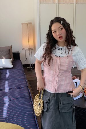 Lace Spliced Waist-Defining Cami Top for Women - Summer 2025 French Style Outerwear - Elegant and Trendy Fashion Piece