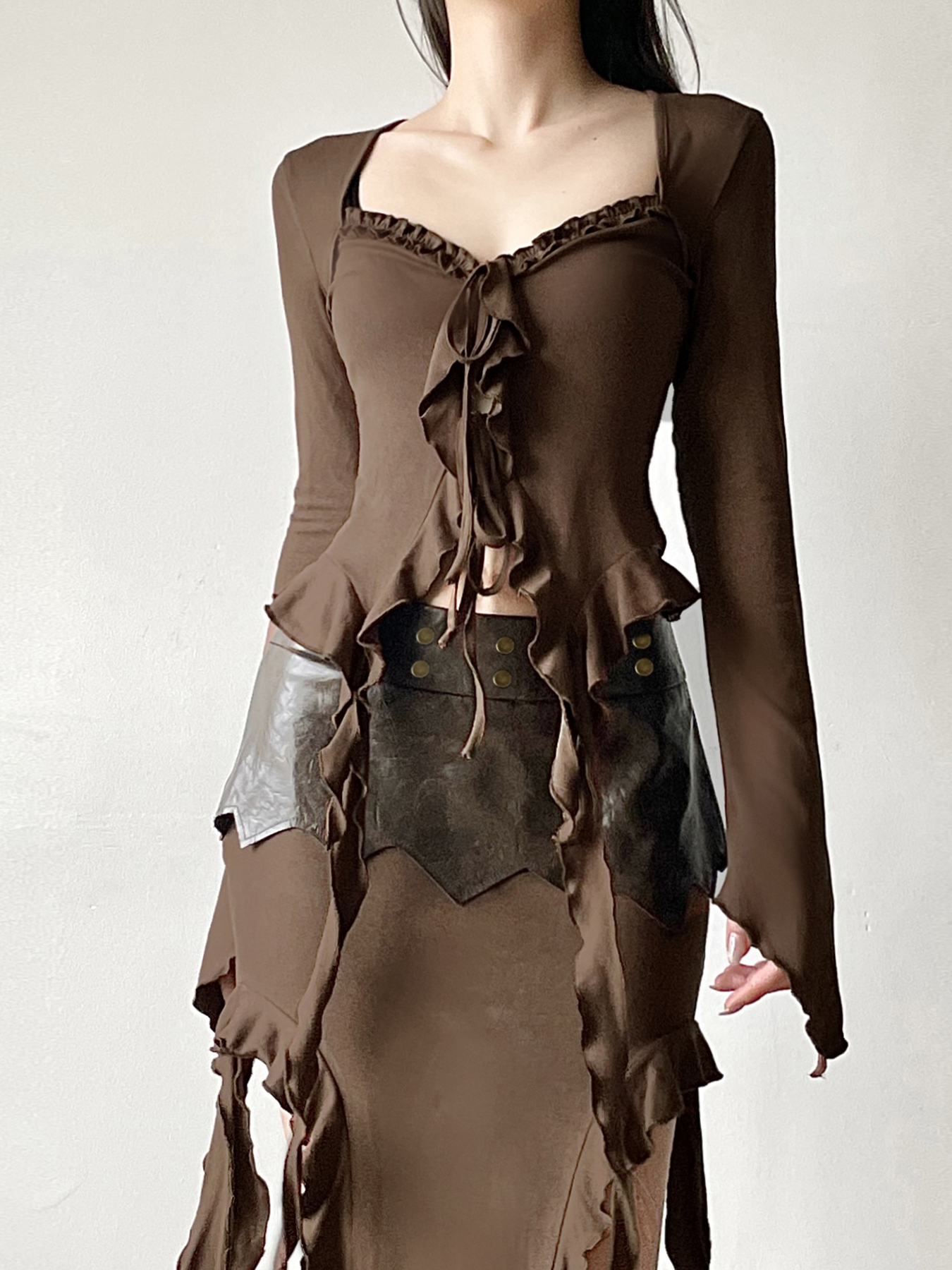 Lace-Trimmed Flowing Cardigan Top for Women - Vintage-Inspired Bell Sleeve Design, Niche Style, Bohemian Fashion Lace-Trimmed Flowing Cardigan Top for Women - Vintage-Inspired Bell Sleeve Design, Niche Style, Bohemian Fashion