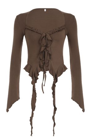 Lace-Trimmed Flowing Cardigan Top for Women - Vintage-Inspired Bell Sleeve Design, Niche Style, Bohemian Fashion