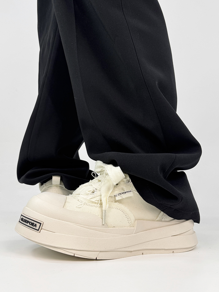 Lace-Up Canvas Shoes for Men and Women, Thick-Soled Height-Increasing Retro Sneakers, Niche National Trend Black Couple Shoes Lace-Up Canvas Shoes for Men and Women, Thick-Soled Height-Increasing Retro Sneakers, Niche National Trend Black Couple Shoes