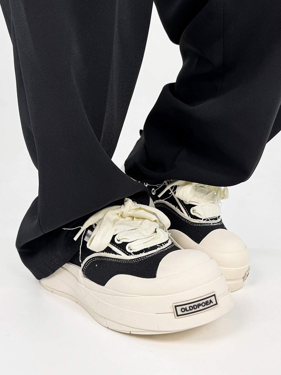 Lace-Up Canvas Shoes for Men and Women, Thick-Soled Height-Increasing Retro Sneakers, Niche National Trend Black Couple Shoes Lace-Up Canvas Shoes for Men and Women, Thick-Soled Height-Increasing Retro Sneakers, Niche National Trend Black Couple Shoes