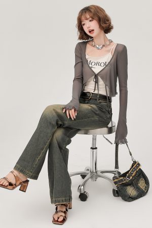 Lace-Up Long Sleeve Cardigan for Women - American Style Spicy Girl Sun Protection Top - Thin, Cool Summer Fashion