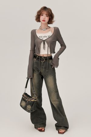 Lace-Up Long Sleeve Cardigan for Women - American Style Spicy Girl Sun Protection Top - Thin, Cool Summer Fashion