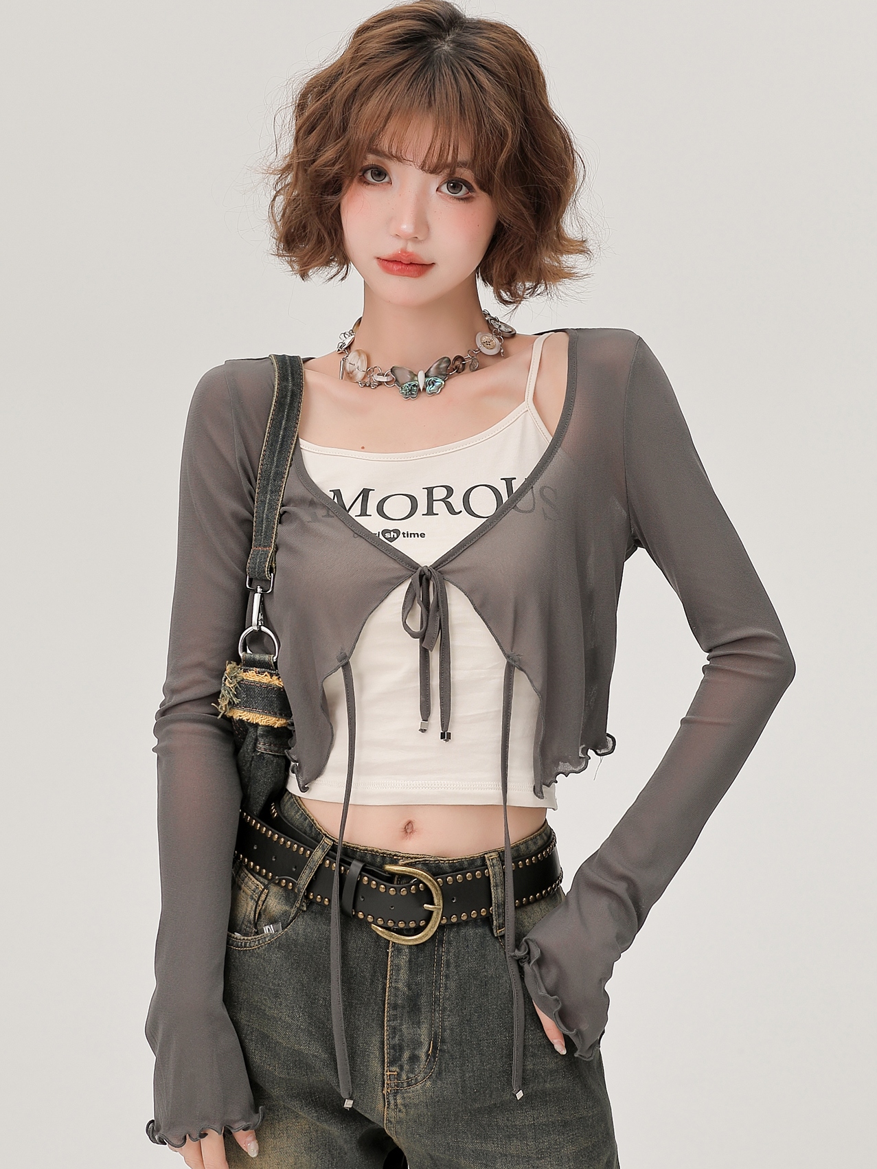 Lace-Up Long Sleeve Cardigan for Women - American Style Spicy Girl Sun Protection Top - Thin, Cool Summer Fashion Lace-Up Long Sleeve Cardigan for Women - American Style Spicy Girl Sun Protection Top - Thin, Cool Summer Fashion