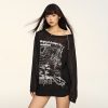 Lace-Up Off-Shoulder T-Shirt for Women - Summer Loose Fit American Style Top, Sweet & Spicy Versatile Cover-Up, Y2K Trend