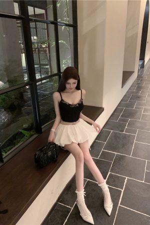 Lace Vest Camisole Top - Slim Fit with Built-In Chest Pad, Pure Desire Style, Perfect for Y2K and 90s Fashion Trends