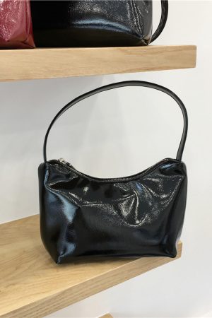 Lacquered Leather Underarm Bag - Minimalist Stylish Tote, Casual Korean Design, Small Size, Trendy Niche Fashion Accessory