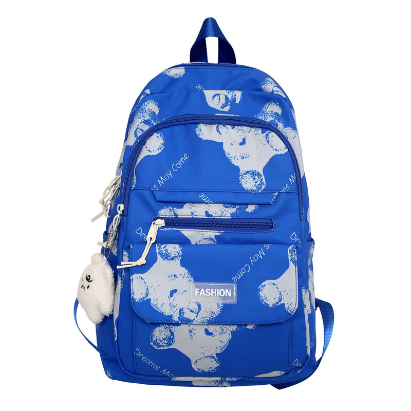 Large Capacity Bear Print Student Backpack for Girls, Sweet Ins Laptop Bag for Women, Trendy Korean Style Fashion Large Capacity Bear Print Student Backpack for Girls, Sweet Ins Laptop Bag for Women, Trendy Korean Style Fashion