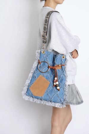 Large Capacity Bohemian Tassel Denim Bag - Ethnic Style Backpack, Crossbody & Shoulder Bag for Commuting & Travel