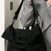 Large-Capacity Canvas Commuter Tote Bag for College Students, Women's Crossbody Shoulder Bag, Perfect for Classes and Daily Use