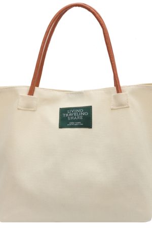 Large Capacity Canvas Tote Bag for Women - Minimalist Single-Shoulder Commuter Bag, Retro Style for College Students