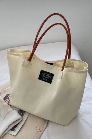 Large Capacity Canvas Tote Bag for Women - Minimalist Single-Shoulder Commuter Bag, Retro Style for College Students