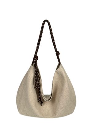 Large Capacity Casual Pastoral Tote Bag for Women - Versatile Linen Shoulder & Handheld Bag with Niche Design