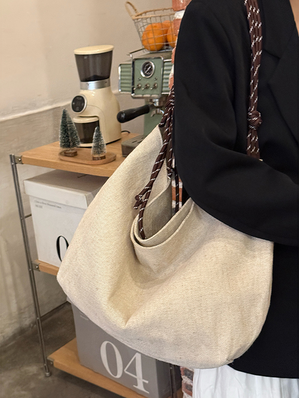 Large Capacity Casual Pastoral Tote Bag for Women - Versatile Linen Shoulder & Handheld Bag with Niche Design Large Capacity Casual Pastoral Tote Bag for Women - Versatile Linen Shoulder & Handheld Bag with Niche Design