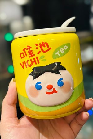 Large Capacity Ceramic Mug with Lid and Straw - Cute Summer Drinkware for Water, Coffee, and Iced Beverages