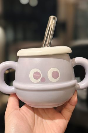 Large Capacity Ceramic Mug with Lid and Straw - Cute Summer Drinkware for Water, Coffee, and Iced Beverages