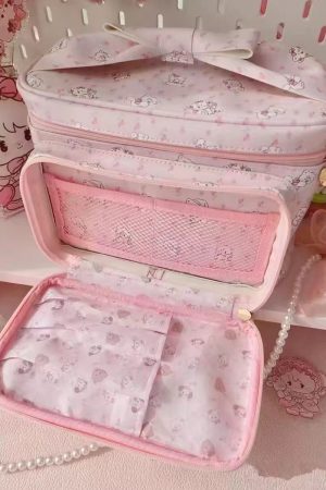 Large Capacity Cute Animal Print Cosmetic Bag - 2024 Storage Handbag for Makeup & Essentials, Trendy Square Design