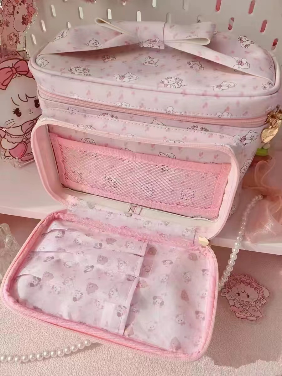 Large Capacity Cute Animal Print Cosmetic Bag - 2024 Storage Handbag for Makeup & Essentials, Trendy Square Design Large Capacity Cute Animal Print Cosmetic Bag - 2024 Storage Handbag for Makeup & Essentials, Trendy Square Design