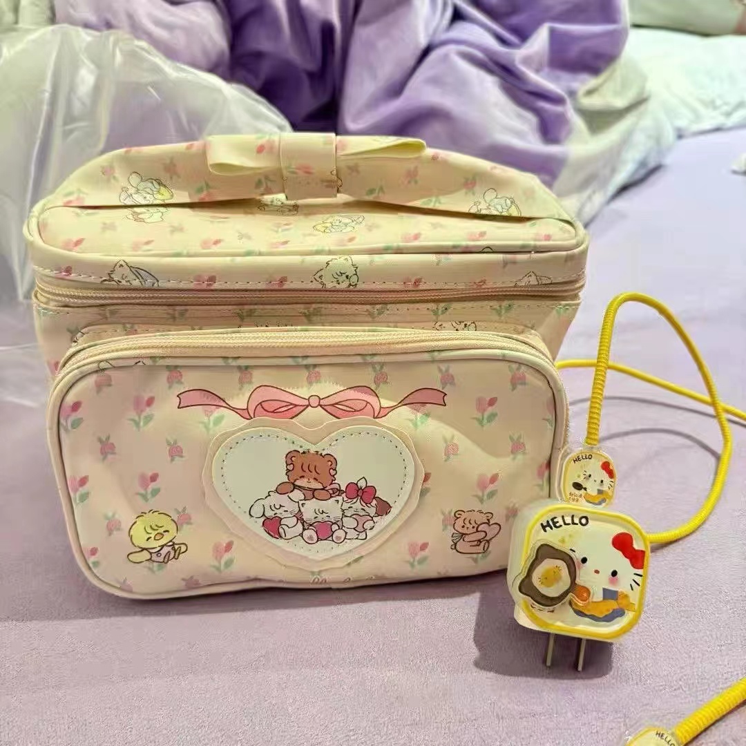 Large Capacity Cute Animal Print Cosmetic Bag - 2024 Storage Handbag for Makeup & Essentials, Trendy Square Design Large Capacity Cute Animal Print Cosmetic Bag - 2024 Storage Handbag for Makeup & Essentials, Trendy Square Design