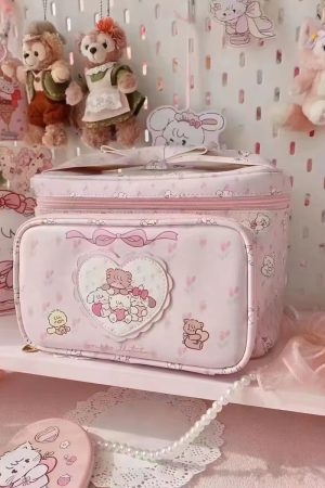 Large Capacity Cute Animal Print Cosmetic Bag - 2024 Storage Handbag for Makeup & Essentials, Trendy Square Design