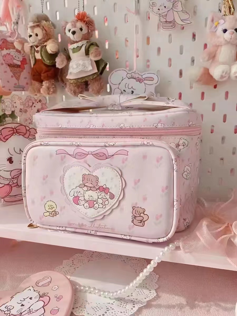 Large Capacity Cute Animal Print Cosmetic Bag - 2024 Storage Handbag for Makeup & Essentials, Trendy Square Design Large Capacity Cute Animal Print Cosmetic Bag - 2024 Storage Handbag for Makeup & Essentials, Trendy Square Design