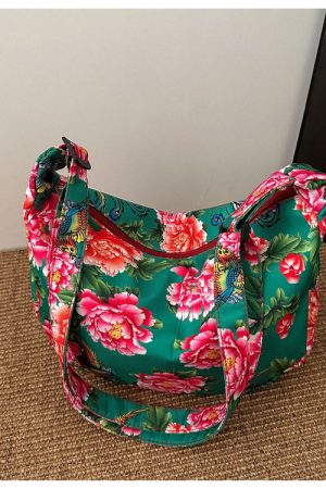 Large Capacity Floral Canvas Shoulder Bag for Women - Versatile Crossbody Dumpling Bag, 2025 Summer Style