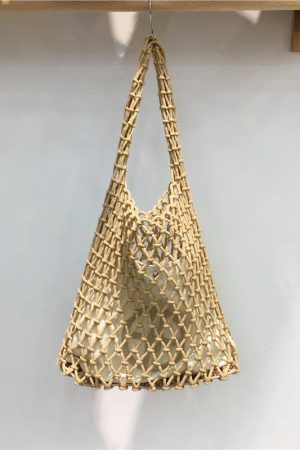 Large Capacity Handmade Woven Fishing Net Tote Bag - Korean Instagram Style Spring/Summer Shoulder Bag for Women