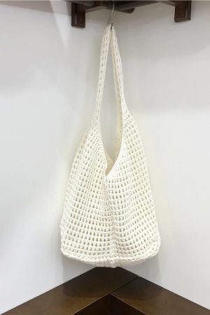 Large Capacity Hollow Mesh Net Tote Bag - Fashionable Knitted Woven Shoulder Bag for Summer, Lazy Style, Trendy Ins Aesthetic