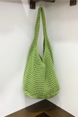Large Capacity Hollow Mesh Net Tote Bag - Fashionable Knitted Woven Shoulder Bag for Summer, Lazy Style, Trendy Ins Aesthetic