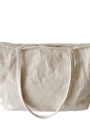 Large Capacity Korean Style Diagonal Stripe Canvas Tote Bag for Women - Casual Commuting Shoulder Bag